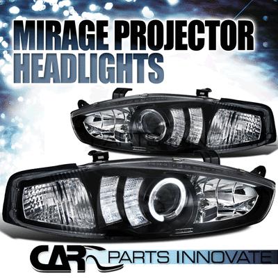 1997-2002 mirage ls 2dr halo led black projector head lights lamp