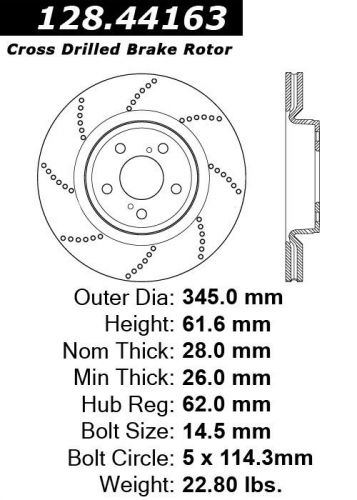 Disc brake rotor-oe type drilled disc-preferred rear fits 08-14 lexus is f