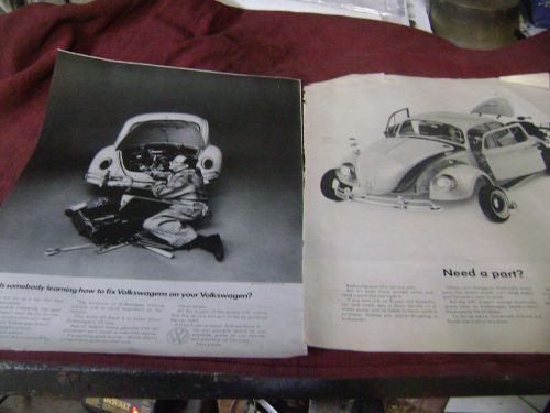 1966  vw bug ad. 10.25 x13&#034; magazine ad /poster . 2 ads  need parts ,fix vw ads