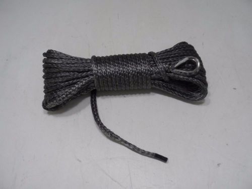 Grey 1/4inch*50feet synthetic winch rope cable with thimble,atv utv winch line