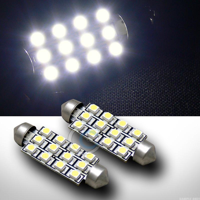 2pc white 41mm festoon 12x smd led light bulb glove box/dome/map 564 569 de4410