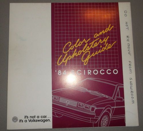 1984 volkswagen scirocco color and upholstery guide brochure original