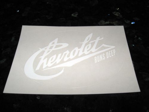 Chevy chevrolet runs deep classic logo bumper window decal vinyl sticker oval