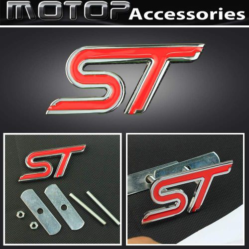 3d metal st logo racing front hood grille badge emblem red st