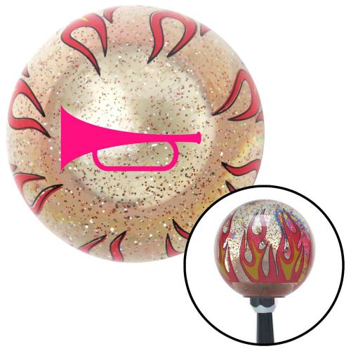 Pink horn clear flame metal flake shift knob with m16 x 1.5 insertgrip oe