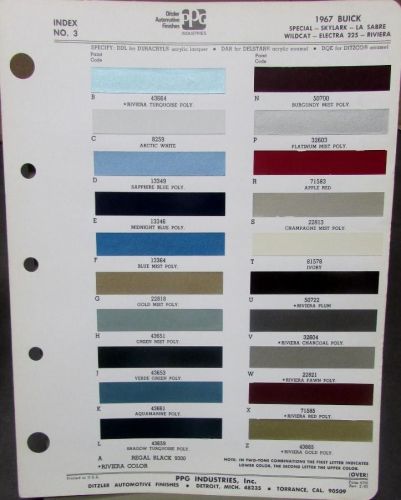 1967 buick ditzler ppg paint chips original