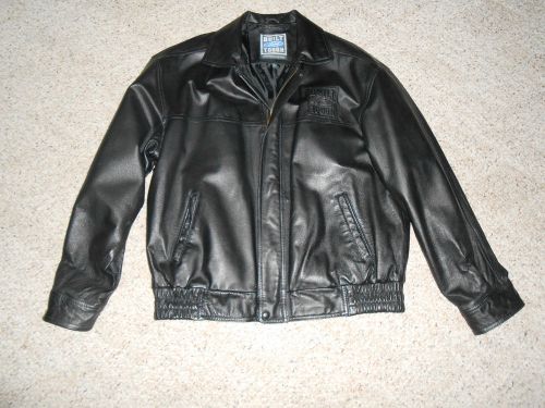 Built ford tough black leather bomber style jacket coat from dealer size men&#039;s l