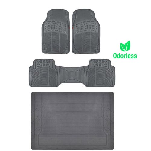 4pc heavy duty rubber floor mat full set gray all weather mats liner bpa free