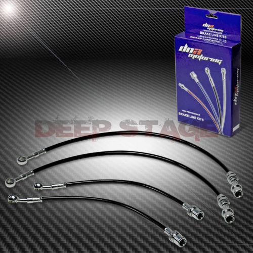 Stainless ss braided hose racing brake line 88-92 toyota corolla ae98 gts black