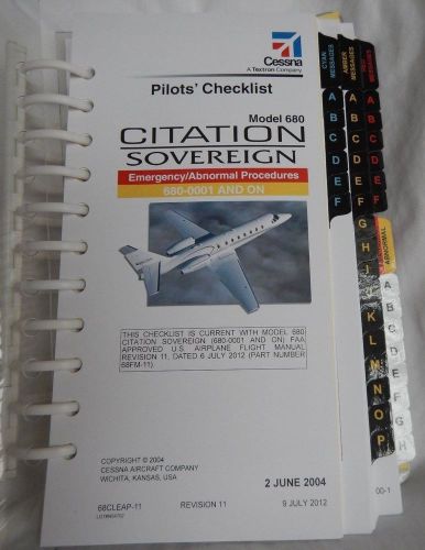 Cessna citation sovereign 680 pilot&#039;s emergency /abnormal checklist
