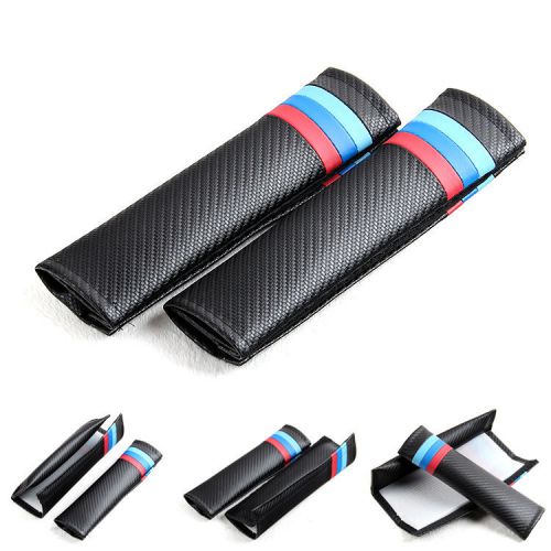 2 x car carbon fiber texture seat belts cover shoulder pads fit for bmw