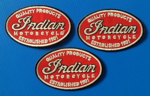 3 lot indian motorcycle 3.5&#034;  embrodered iron or sewn patches w/ free shipping