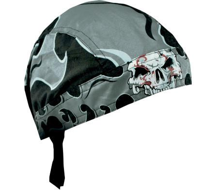 Zan headgear road hog tribal skull flydanna doo rag biker riding headgear 