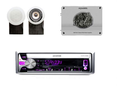 Kenwood marine cd/mp3 usb am/fm radio, 2 x 5&#034; 500w speakers + 1600w 4ch mini amp