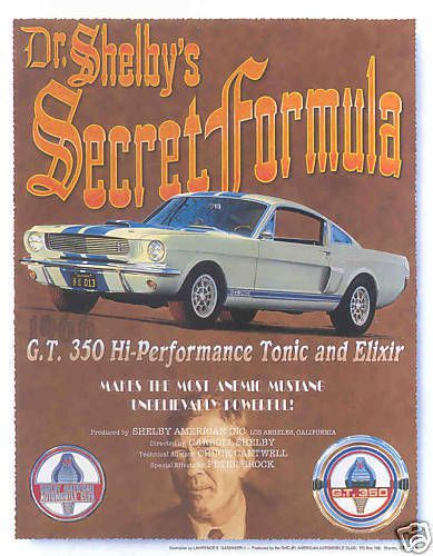 1966 mustang shelby gt350 dr shelby saac club poster