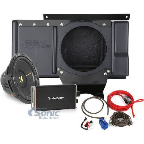 Amplified kicker/rockford fosgate 10&#034; subwoofer bass package for polaris xp 1000