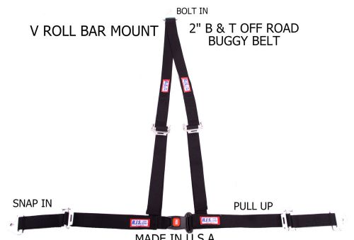Rjs racing 2&#034; buggy off road seat belt 3 point b&amp;t v harness black snap 4000201