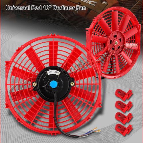 1 x 10&#034; red electric slim push pull engine bay cooling radiator fan universal 4