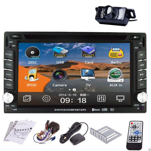 Gps nav double 2 din car in deck dvd cd player radio bluetooth bt ipod tv+camera