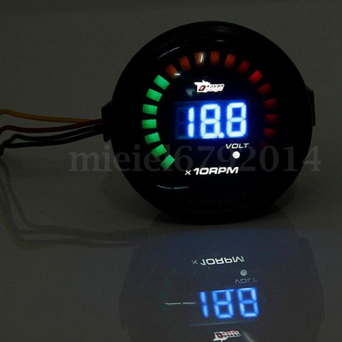 2&#039;&#039; 52mm car digital led tachometer tacho meter rpm &amp; voltage voltmeter gauge