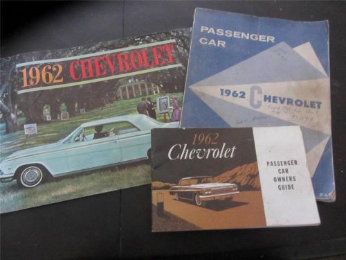 3 original 1962 chevrolet impala chevy shop manual owners sales brochure books