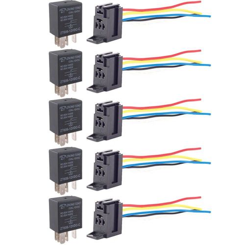 E support car relay 12v 30a spdt 5pin socket pack of 5 30a 5pin spdt