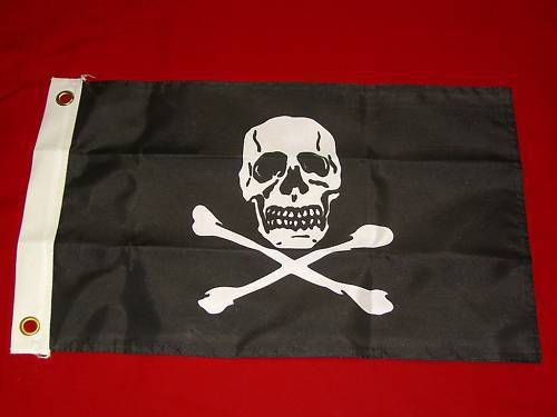 Pirate flag skull bones jolly roger 12 x 18  nylon dyed seachoice 78251