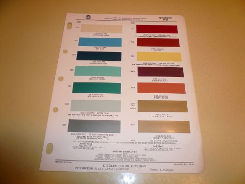 Purchase 1957 Plymouth Ditzler PPG Color Chip Paint Sample - Vintage in ...