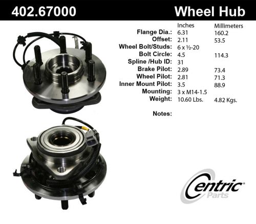 Axle wheel bearing and hub assembly front left centric fits 97-04 dodge dakota