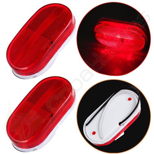 2x truck red oval 12v side marker lights clearance lamp trailer camper indicator