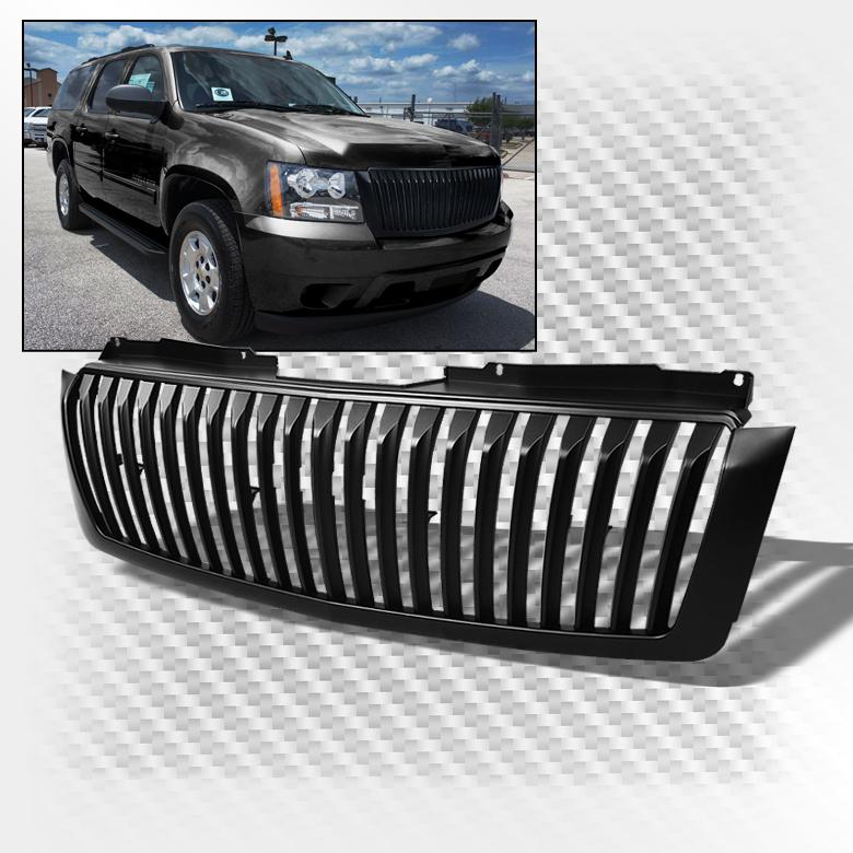 2007-2013 chevy suburban tahoe avalanche matt black front sport grille grill set