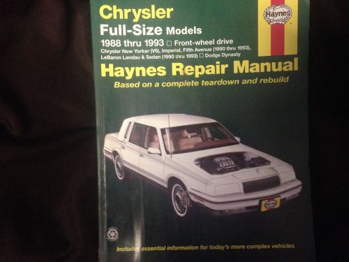 Haynes chrysler full-size models repair manual for 1988-1993