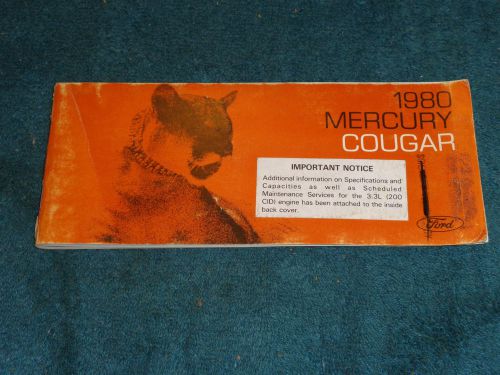 1980 mercury cougar owner&#039;s manual / owner&#039;s guide / good original!!!