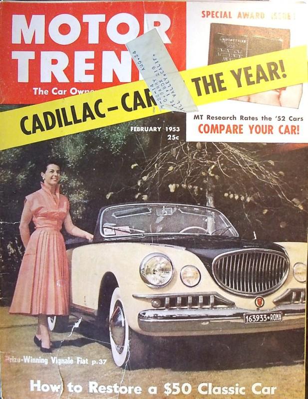 Motortrend feb 1953   motor trend car of the year:1952 cadillac   fiat vignale