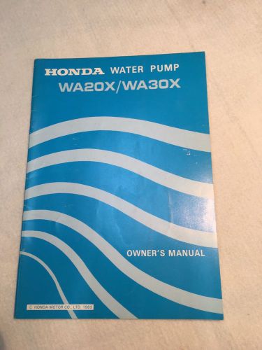 Honda owners manual water pump wa20 wa30