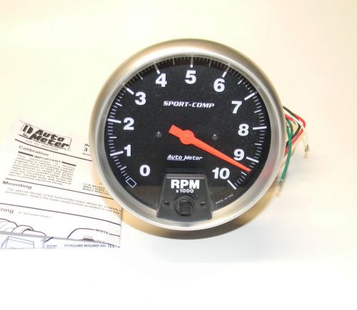 Autometer sport-comp series tachometer 0-10,000 5&#034; diameter p/n 3990 exc cond