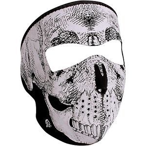 Zan headgear full mask neoprene black &amp; white skull face - z002