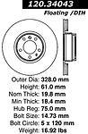 Centric parts 120.34043 rear premium rotor