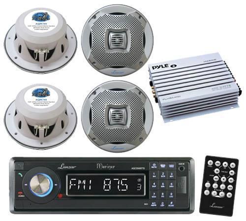 New marine detachable face cd/mp3/usb/sd receiver /bluetooth 4 speakers 400w amp