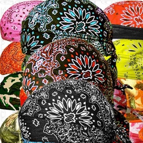 Paisley sweatband head wrap skull cap doo rag du hat look lot biker do bandana