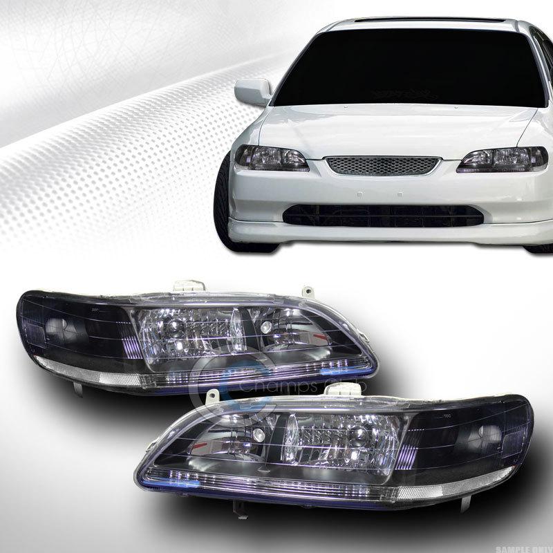 Jdm black clear lens head lights lamps left+right signal dy 98-02 honda accord