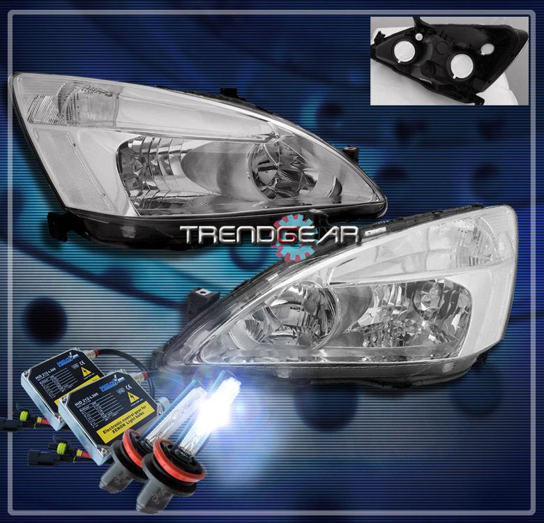 03-07 honda accord 2/4dr crystal headlight+hid lamp jdm chrome 04 05 06 dx ex lx