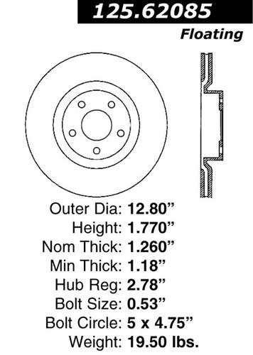 Centric 125.62085 front brake rotor/disc-high carbon rotor