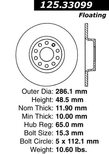 Centric 125.33099 rear brake rotor/disc-high carbon rotor-preferred