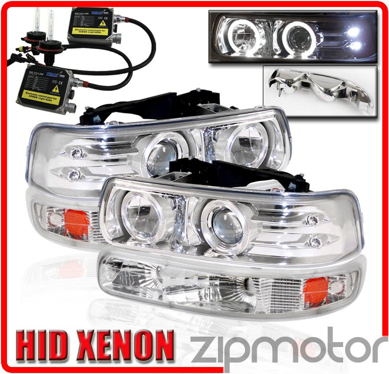 99+ silverado led projector head light+bumper+6000k hid