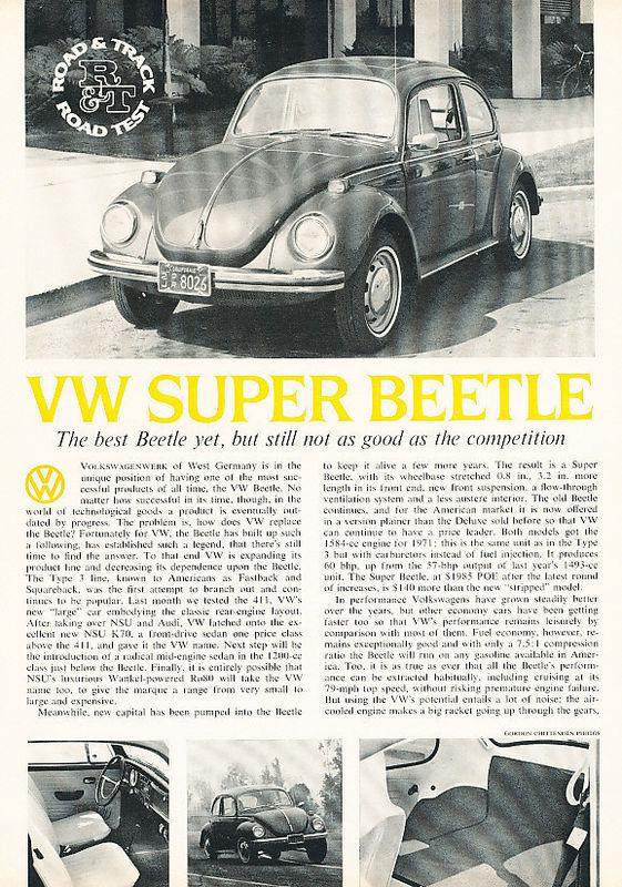 1971 volkswagen super beetle original road test article - pe55