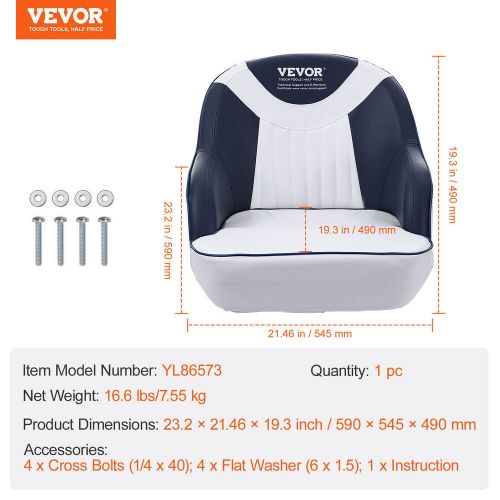 Vevor boat seat captain bucket seat fishing pontoon boat seat padding chair 1 pc