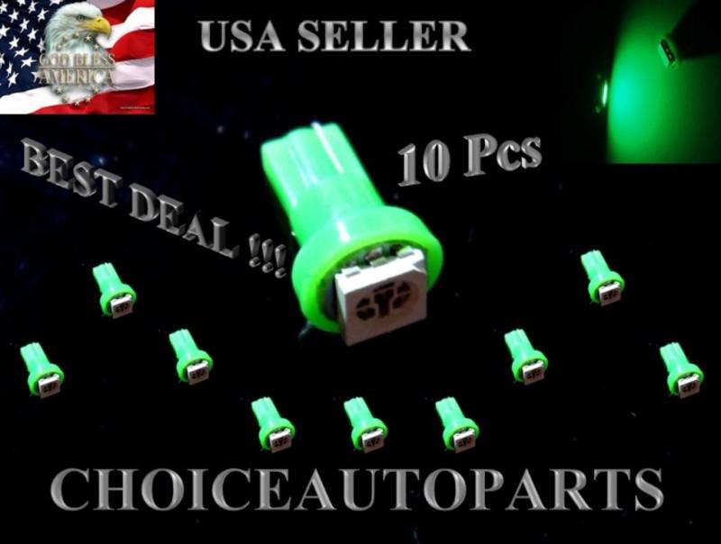 10pcs t5 5050 1smd wedge green led dash board light bulbs 74 17 18 37 70