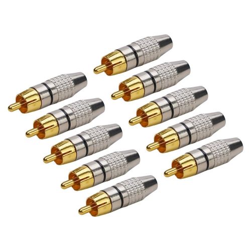 10pcs gold plated soldering audio video rca male plug adapter connector part kit