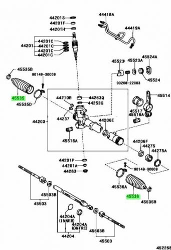 Toyota oem 45535-12100 boot steering gear rack ( rp-2106 ) ohno brand japan